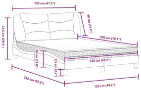 Κρεβάτι με Στρώμα Μαύρο 120x200 εκ. Υφασμάτινο - Μαύρο