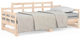 vidaXL Καναπές Κρεβάτι Συρόμενος 2x(80x200) εκ. από Μασίφ Ξύλο Πεύκου