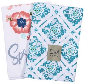 Ποτηρόπανα 0641 (Σετ 2τμχ) Multi Das Home 40x65cm 100% Cotton