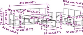 vidaXL Σειρά Καναπέ Εξωτερικού με μαξιλάρι 7 pcs