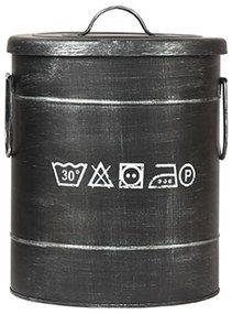 LABEL51 Καλάθι Απλύτων Χρώμα Αντικέ Μαύρο 26 x 26 x 33 εκ. S