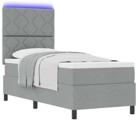vidaXL Κρεβάτι με ελατήρια με στρώμα Ανοιχτό γκρι 80 x 200 cm ύφασμα