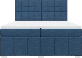 vidaXL Κρεβάτι Boxspring με Στρώμα Μπλε 200x200 εκ. Υφασμάτινο