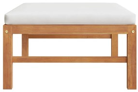 vidaXL Υποπόδιο από Μασίφ Ξύλο Teak με Κρεμ Μαξιλάρι