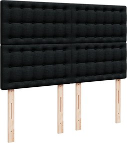 vidaXL Κρεβάτι Boxspring με Στρώμα Μαύρο 140x200 εκ. Υφασμάτινο