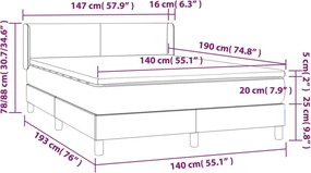 vidaXL Κρεβάτι Boxspring με Στρώμα Καπουτσίνο 140x190εκ.από Συνθ.Δέρμα