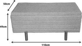 Σκαμπό μπαούλο Cindy Inart σετ 2 τεμ μπουκλέ ύφασμα σε μπεζ και λευκή απόχρωση