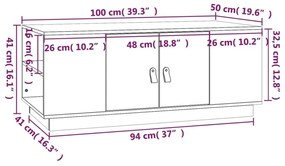 Τραπεζάκι Σαλονιού Λευκό 100x50x41 εκ. από Μασίφ Ξύλο Πεύκου - Λευκό