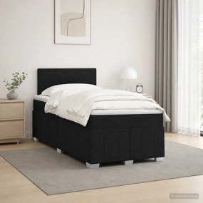 VidaXL Κρεβάτι box spring με στρώμα Μαύρο 120 x 190 cm Ύφασμα