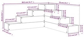 Ζαρντινιέρα 4 Επιπέδων 80,5x79x36 εκ. Μασίφ Ξύλο Ψευδοτσούγκας - Καφέ