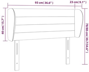 Κεφαλάρι με Πτερύγια Ανοιχτό Γκρι 93x23x78/88 εκ. Βελούδινο 3117320
