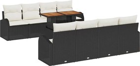 vidaXL Σετ Καναπέ Κήπου με μαξιλάρι 7 pcs Μαύρο και κρεμ