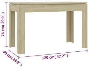 Τραπεζαρία Sonoma Δρυς 120 x 60 x 76 εκ. από Επεξ. Ξύλο - Καφέ