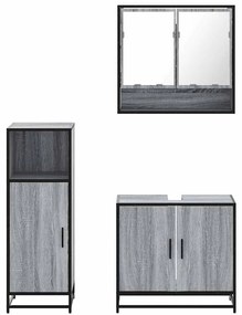 vidaXL Σετ Επίπλων Μπάνιου 3 Τεμαχίων Γκρι Sonoma Επεξεργασμένο Ξύλο