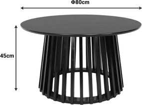 Τραπέζι σαλονιού Domonic pakoworld mdf σε μαύρη απόχρωση Φ80x45εκ