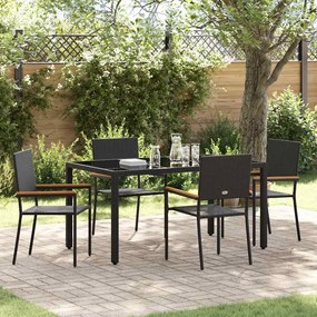 vidaXL Σέτ φαγητού για κήπο 5 pcs Μαύρο 150 x 90 x 75 cm