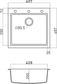Sanitec Ultra Granite 816 (50x50) - Γρανιτένιος νεροχύτης - Pietra