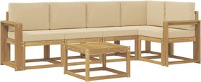 vidaXL Σειρά Καναπέ Εξωτερικού με μαξιλάρι 6 pcs Λευκό και Μπεζ