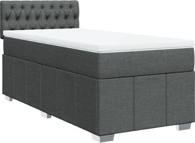 vidaXL Κρεβάτι Boxspring με Στρώμα Σκούρο Γκρι 100x200 εκ. Υφασμάτινο