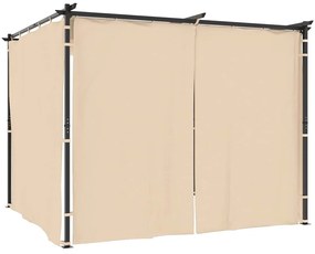 vidaXL Κιόσκι με Κουρτίνες Κρεμ 3 x 3 μ. Ατσάλινο
