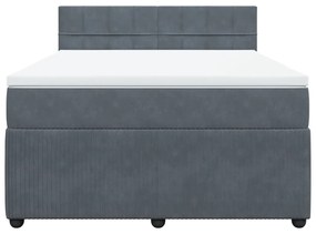 vidaXL Κρεβάτι Boxspring με Στρώμα Σκούρο Γκρι 140x190 εκ. Βελούδινο