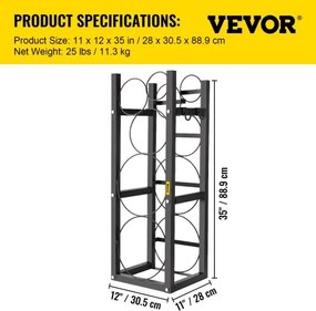 VEVOR Refrigerant Tank Rack Cylinder Tank Rack with 2-30lb and 3 Small Bottles