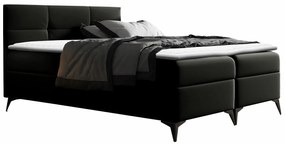 Κρεβάτι continental Baltimore 134, Διπλό, Continental, Μαύρο, 200x200, Οικολογικό δέρμα, Τάβλες για Κρεβάτι, 204x208x115cm, 133 kg, Στρώμα: Ναι