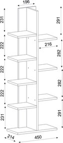 Βιβλιοθήκη Tree Megapap χρώμα λευκό 45x21,4x121,8εκ.