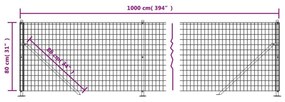 Συρματόπλεγμα Περίφραξης Ανθρακί 0,8x10 μ. με Βάσεις Φλάντζα - Ανθρακί
