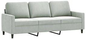 vidaXL Σετ Σαλονιού 3 Τεμαχίων Ανοιχτό Γκρι Βελούδινο με Μαξιλάρια