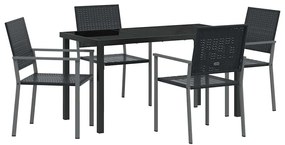 vidaXL Σέτ φαγητού για κήπο 5 pcs Μαύρο Πολυ ράταν