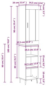 Ντουλάπι Καφέ Δρυς 34,5 x 34 x 180 εκ. από Επεξεργασμένο Ξύλο - Καφέ