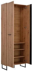 Έπιπλο Χολ Sardinia P2 Artisan Oak - Μαύρο 70,5x35x194 εκ. 70.5x35x194 εκ.