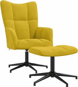 vidaXL Πολυθρόνα Relax Κίτρινη Μουσταρδί Βελούδινη με Σκαμπό