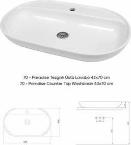 Νιπτήρας Λευκό LECONE 70x43x3
