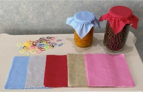 Stewehome Σετ υφάσματος κάλυψης καπακιού βάζου με πολύχρωμες πουά και πολύχρωμη ελαστική ταινία στερέωσης Πολύχρωμο