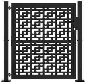 vidaXL Πύλη κήπου Μαύρη 105x106 cm Ατσάλινος σταυρός σχεδιασμού