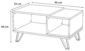 ΤΡΑΠΕΖΑΚΙ ΣΑΛΟΝΙΟΥ DON MEGAPAP ΜΕΛΑΜΙΝΗΣ ΧΡΩΜΑ SONOMA 90X55X44ΕΚ.