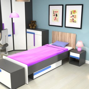 Alex Κρεβάτι 90x200εκ Μονό Γραφίτης-Λευκό-Sonoma TO-ALEX90