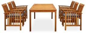 vidaXL Σετ Τραπεζαρίας Κήπου 7 τεμ. Μασίφ Ξύλο Ακακίας με Μαξιλάρια