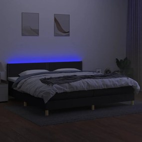 ΚΡΕΒΑΤΙ BOXSPRING ΜΕ ΣΤΡΩΜΑ &amp; LED ΜΑΥΡΟ 200X200 ΕΚ. ΥΦΑΣΜΑΤΙΝΟ 3133663