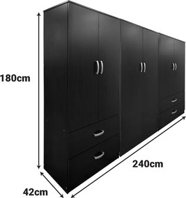 Ντουλάπα εξάφυλλη Athos pakoworld wenge 240x42x180εκ