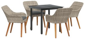 Σέτ φαγητού για κήπο 5 pcs Ανοιχτό γκρι συνθετικό ρατάν