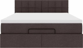 vidaXL Οθωμανικό κρεβάτι με στρώμα σκούρο καφέ 140x190cm ύφασμα