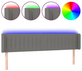 Κεφαλάρι Κρεβατιού LED Σκούρο Γκρι 163x16x78/88 εκ. Υφασμάτινο - Γκρι