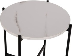 ΒΟΗΘΗΤΙΚΟ ΤΡΑΠΕΖΙ HM9589.05 MDF ΛΕΥΚΟ ΜΑΡΜΑΡΟ-ΜΑΥΡΗ ΜΕΤΑΛΛΙΚΗ ΒΑΣΗ Φ50x55Υεκ.