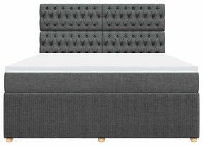 vidaXL Κρεβάτι Boxspring με Στρώμα Σκούρο Γκρι 180x200 εκ Υφασμάτιν