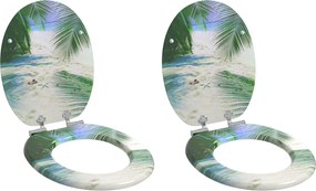 vidaXL Μαλακή κλειστή λεκάνη 2 pcs Πράσινο 44 x 38 εκ. Πίνακας MDF