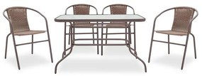 Dining table Valor-Obbi set 7pcs metal-pe brown