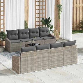 vidaXL Σετ Κήπου 7 Τεμαχίων με Μαξιλάρια σε Ανοιχτό Γκρι Πολυ Ράτταν